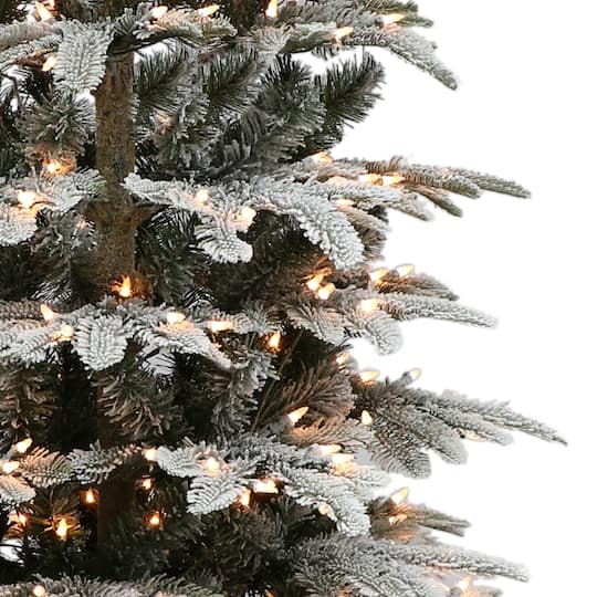 4.5ft. Pre-Lit Slim Flocked Aspen Fir Artificial Christmas Tree, Clear Lights